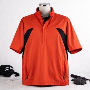 CB Weather Tec Pullover Shirt Cutter and Buck Orange Black 1/4 Zip Mens Golf S